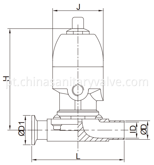 Sanitary diaphragm valve SS pneumatic weld and clamp